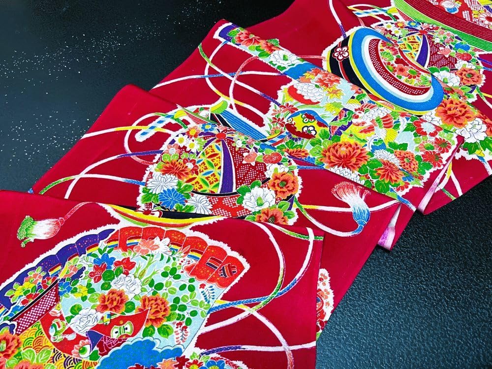 Amazon | 【古布＊縮緬＊和素材】正絹＊錦紗＊花丸檜扇手毬糸巻